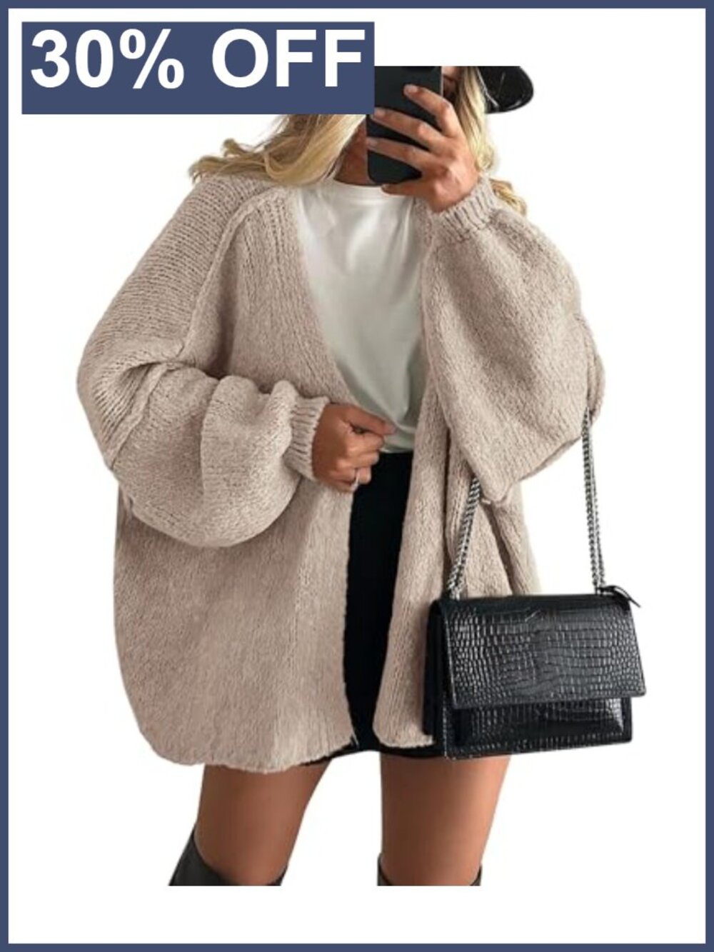 Oversized Open Front Cardigan Sweater Long Sleeve Knit Slouchy